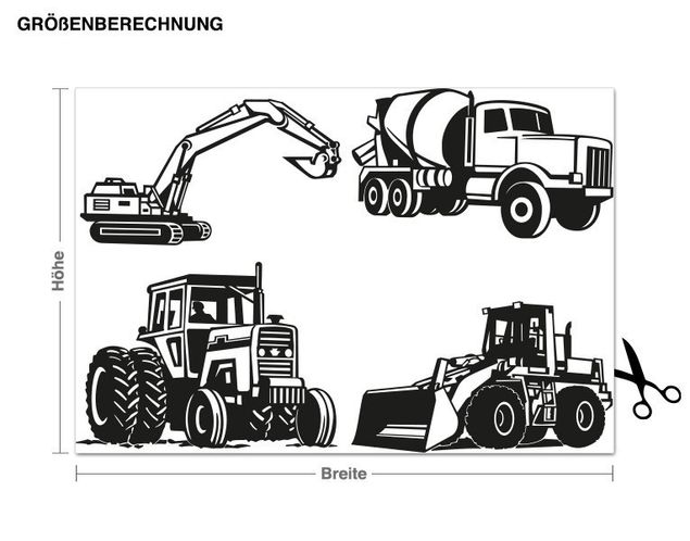 Wall stickers construction-site Excavator set