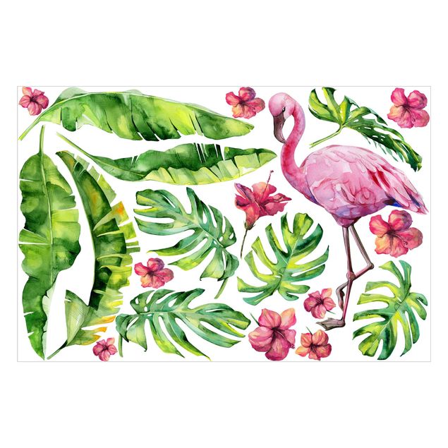 Kitchen Jungle Flamingo Botany Leaves Set