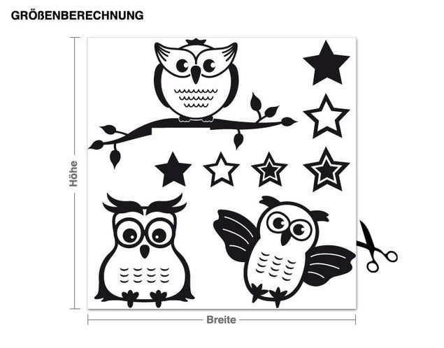 Nursery decoration Owls set with stars
