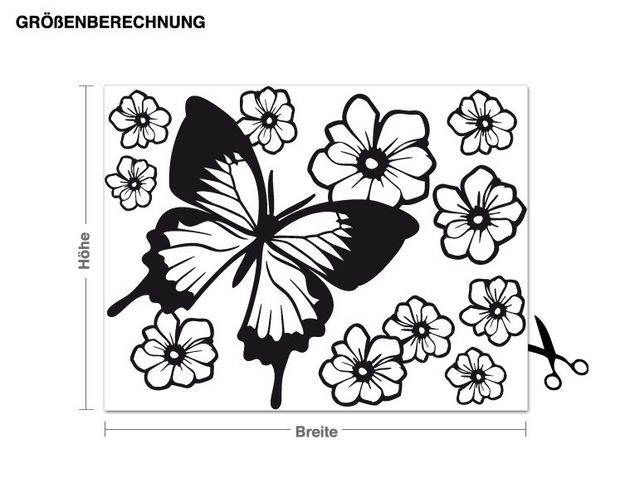 Wall stickers butterfly Butterfly with blossoms