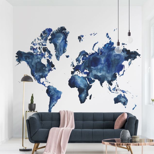Blue aesthetic wallpaper Water World Map Light