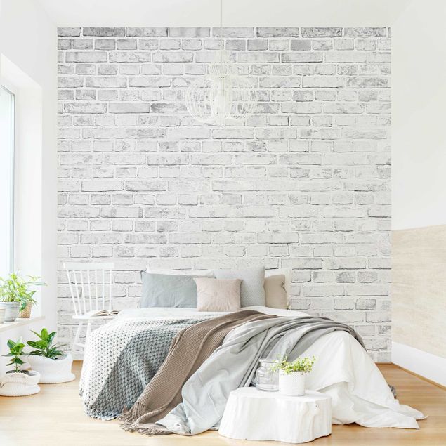 Aesthetic vintage wallpaper White Brick Wall