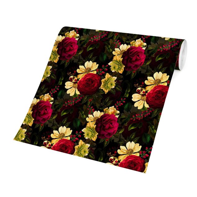 Wallpapers patterns White Flowers With Red Roses