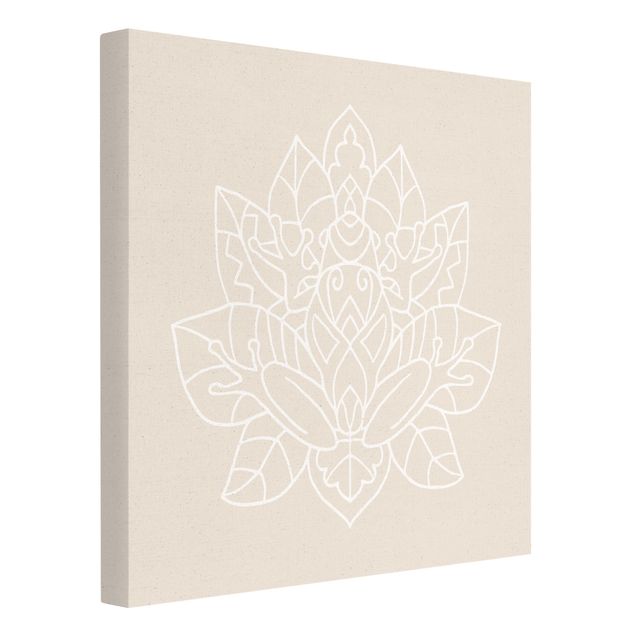 Canvas wall art White Lines - Frog On Leaf