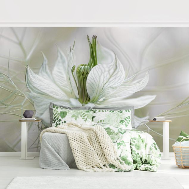 Floral wallpaper White Nigella