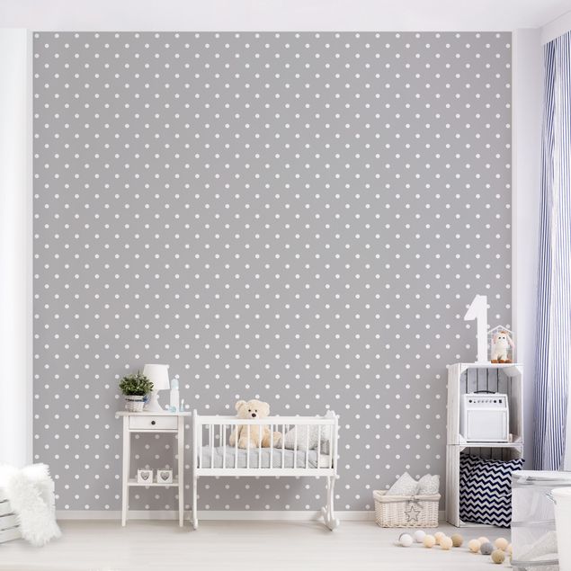 Geometric pattern wallpaper White Dots On Grey