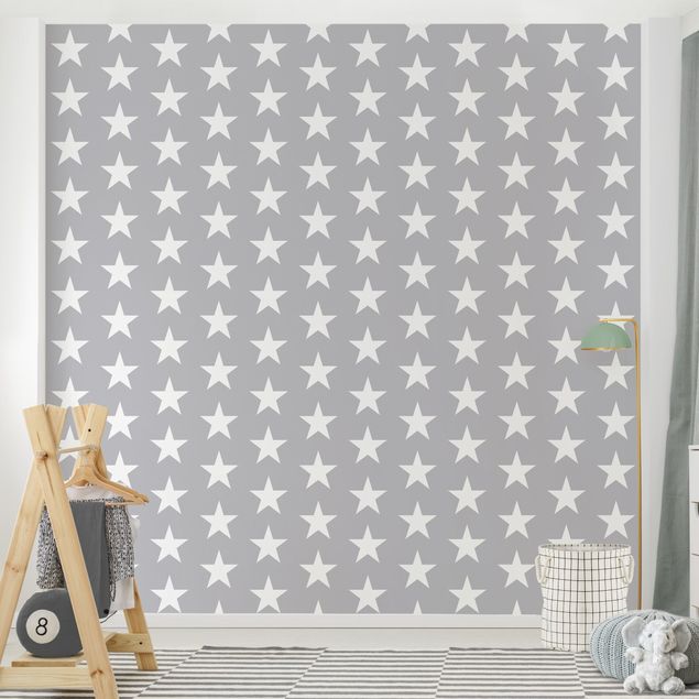 Modern wallpaper designs White Stars On Grey Background