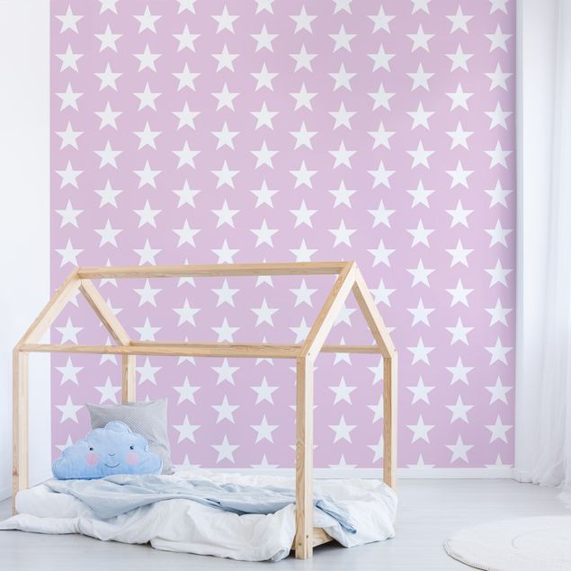 Contemporary wallpaper White Stars On Light Pink