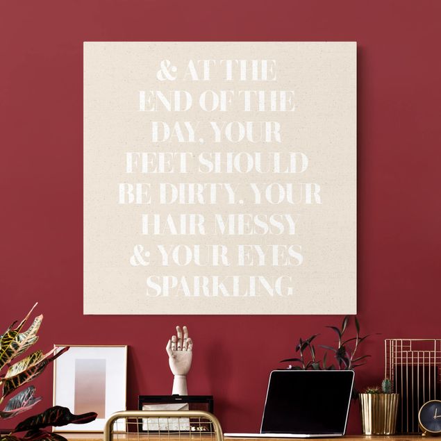 Modern art prints White Text - At the end of the day