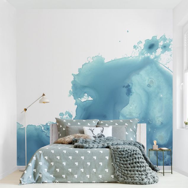 Adhesive wallpaper Wave Watercolour Turquoise II