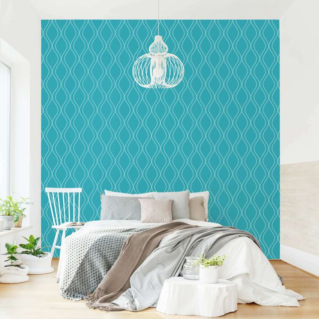Contemporary wallpaper Wave Retro Style Turquoise