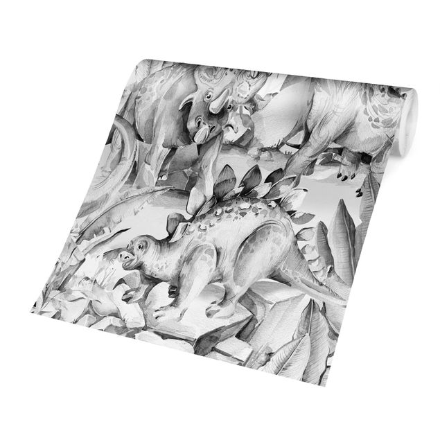 Self adhesive wallpapers World Of Dinosaurs Black and White
