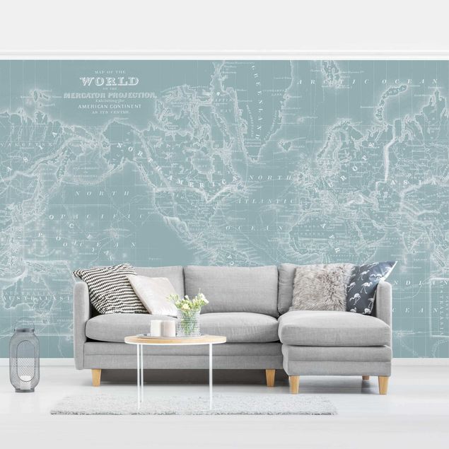 Blue aesthetic wallpaper World Map In Ice Blue
