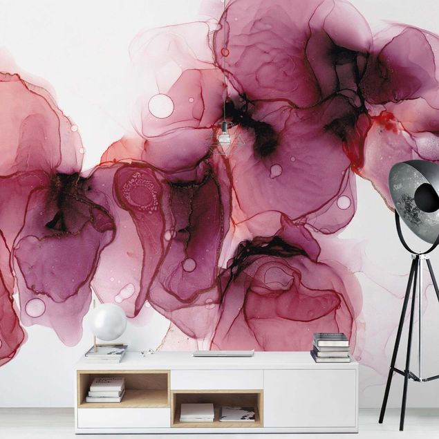 Modern wallpaper designs Wild Flowers In Purple And Gold