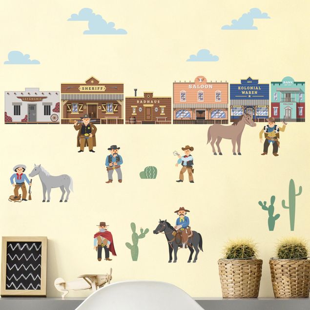Wall stickers indians Wild West - Duel in the city