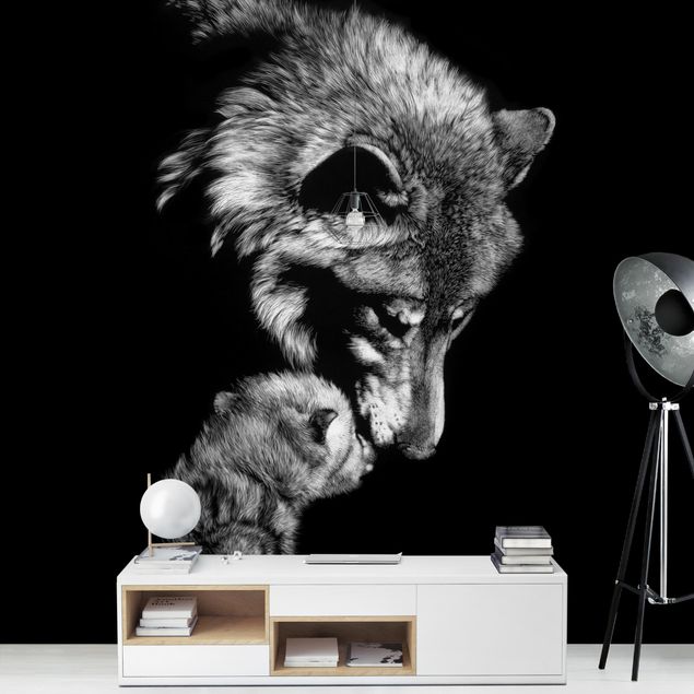Black white wallpaper Wolf In The Dark