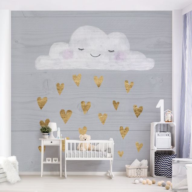 Nursery decoration Cloud With Golden Hearts