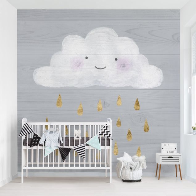 Contemporary wallpaper Cloud With Golden Raindrops