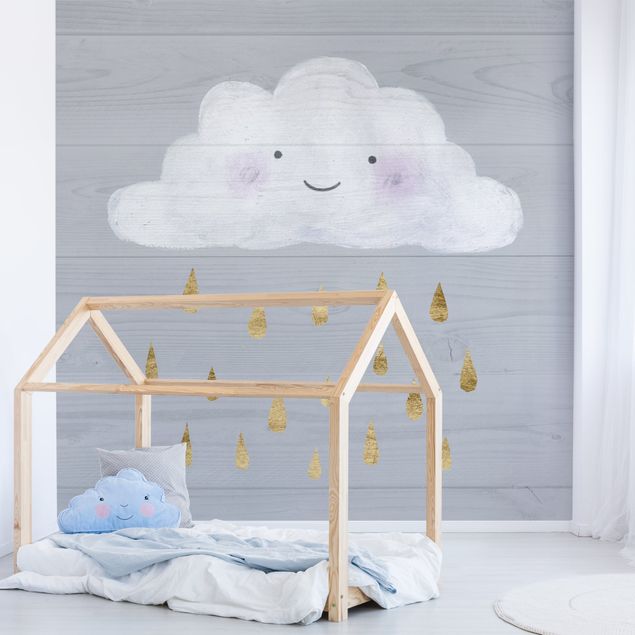Gray wallpaper Cloud With Golden Raindrops