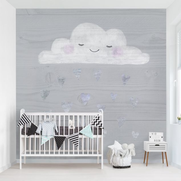 Nursery decoration Cloud With Silver Hearts