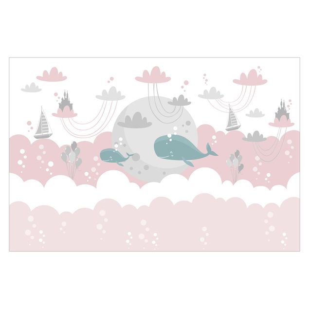 Adhesive wallpaper Clouds With Whale And Castle