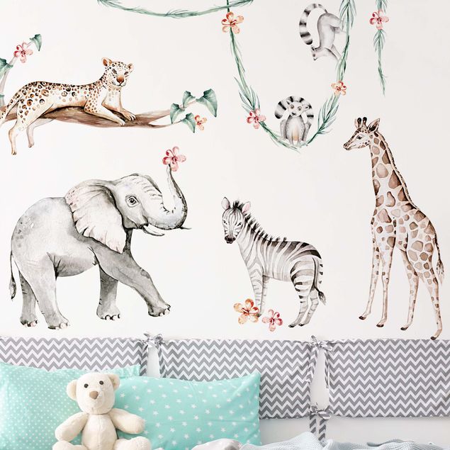 Nursery decoration XXL Watercolour Africa Animals Set