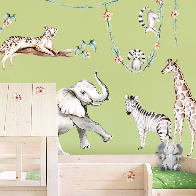 Wall stickers jungle XXL Watercolour Africa Animals Set