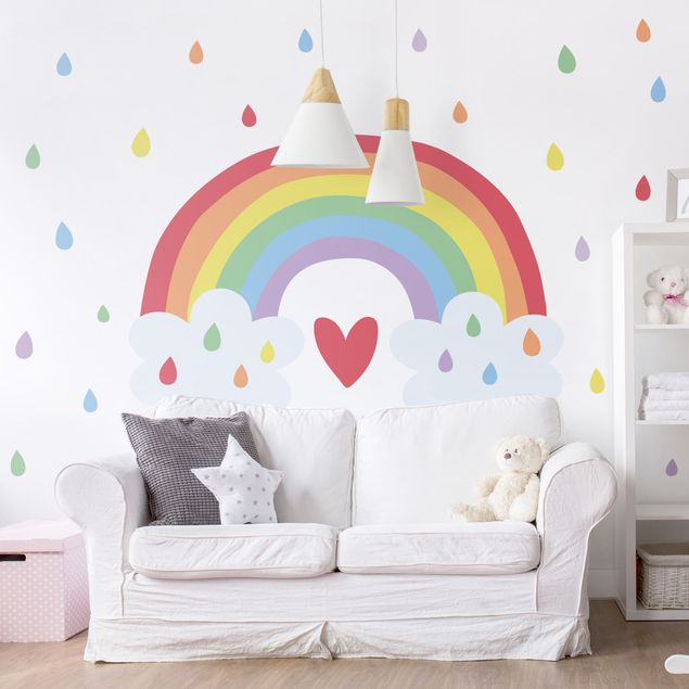 Wall stickers love XXL Rainbow Heart Colourful