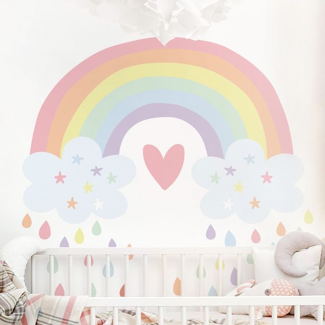 Nursery decoration XXL Rainbow Heart Pastel