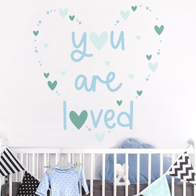 Nursery decoration You Are Loved Heart Blue
