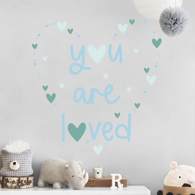 Wall decals quotes You Are Loved Heart Blue