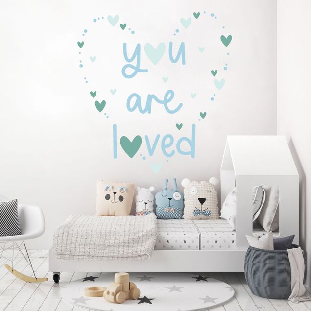 Wall decal You Are Loved Heart Blue