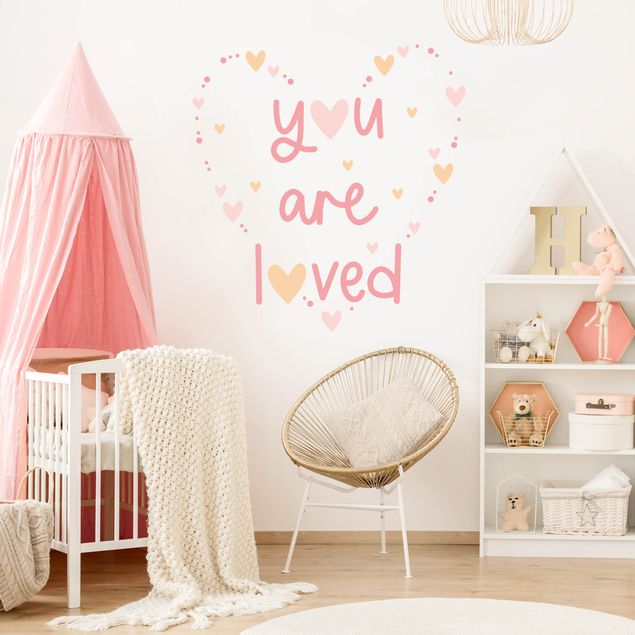 Wall stickers You Are Loved Heart Light Pink