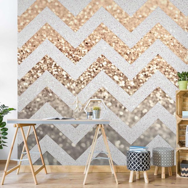Wallpapers mountain Zigzag Lines With Golden Glitter and Silver