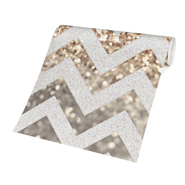 Wallpapers patterns Zigzag Lines With Golden Glitter and Silver