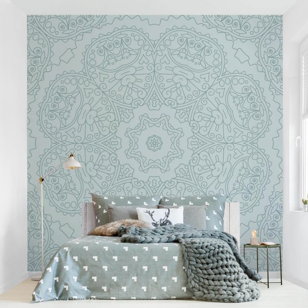 Wallpapers patterns Jagged Mandala Flower With Star In Turquoise