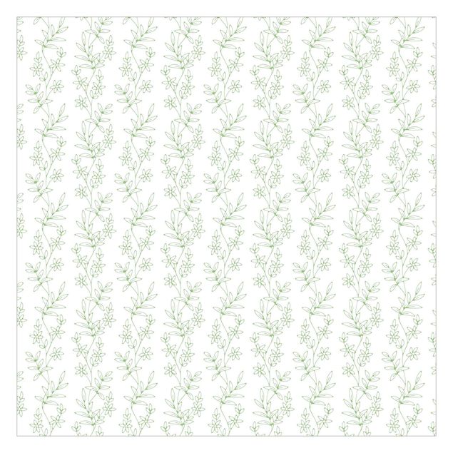 Adhesive wallpaper Delicate Climbing Flowers In Green