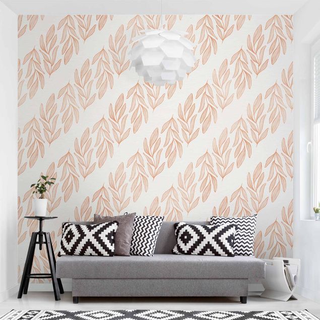 Wallpapers modern Delicate Branches In Copper Gold