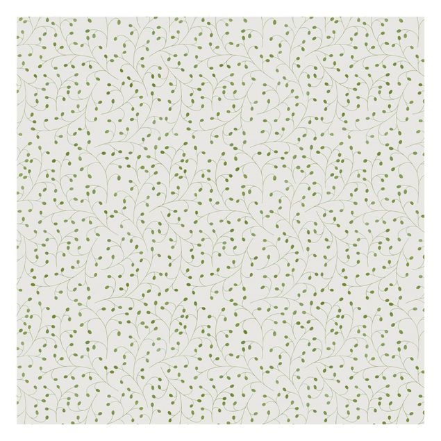 Peel and stick wallpaper Delicate Branch Pattern With Dots In Green II