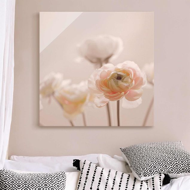 Glass prints rose Delicate Bouquet Of Light Pink Flowers