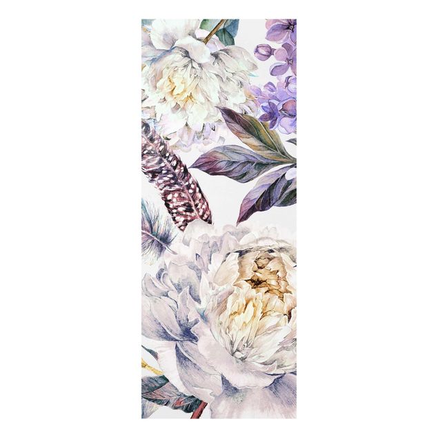 Floral prints Delicate Watercolour Boho Flowers And Feathers Pattern