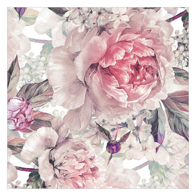 Pink aesthetic wallpaper Delicate Watercolour Peony Pattern