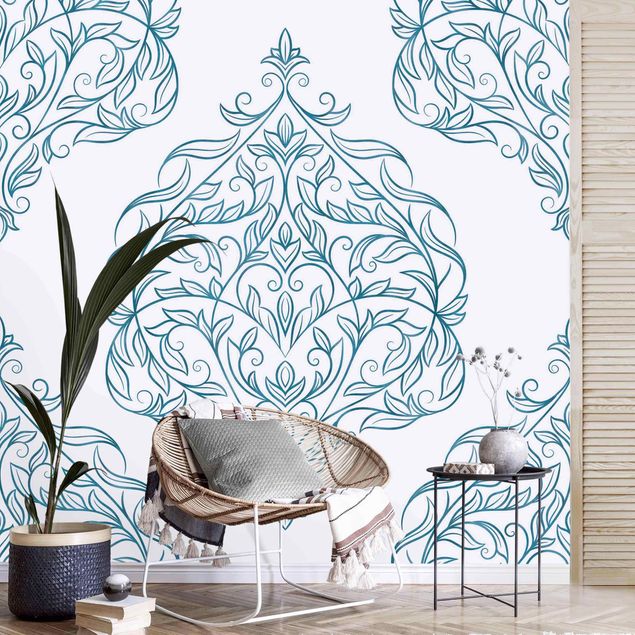 Wallpapers ornaments Delicate Art Nouveau Pattern In Blue