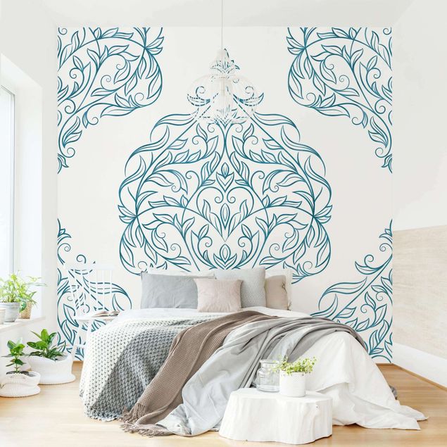 Modern wallpaper designs Delicate Art Nouveau Pattern In Blue