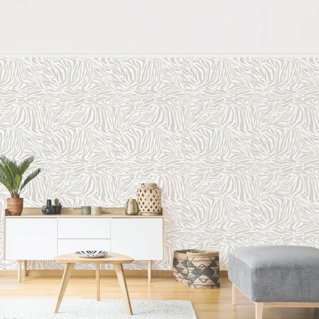 Horizontal striped wallpaper Zebra Design Light Grey Stripe Pattern