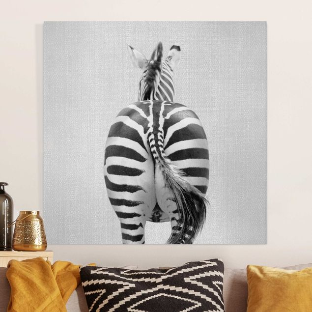 Zebra canvas Zebra From Behind Black And White