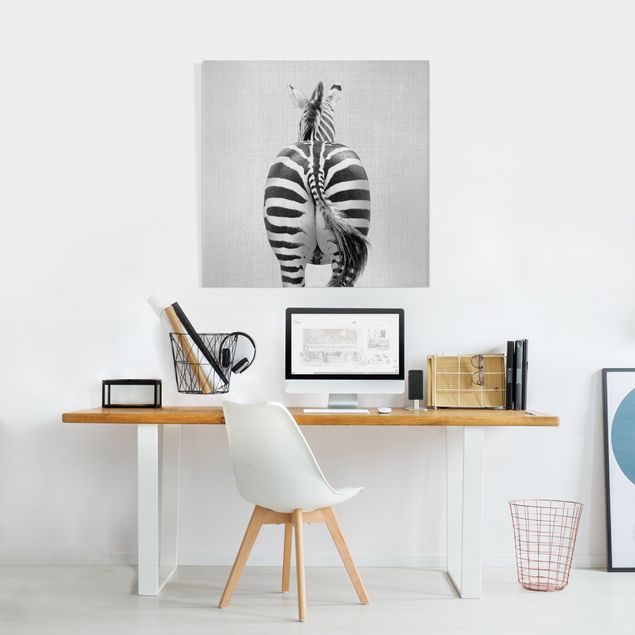 Kids room decor Zebra From Behind Black And White
