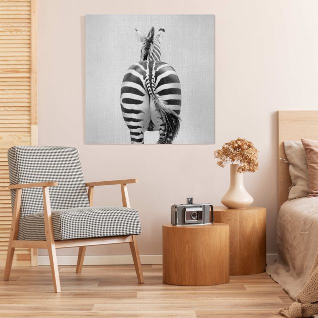 Zebra canvas print Zebra From Behind Black And White