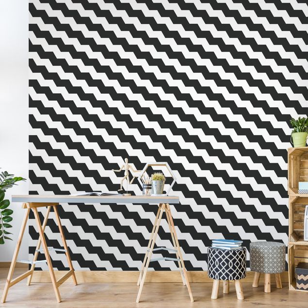 Contemporary wallpaper Zig Zag Pattern Geometry Black And White