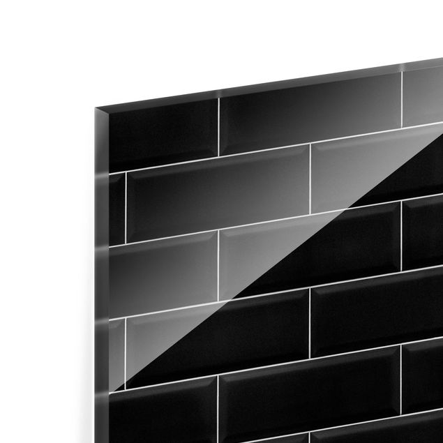 Glass Splashback - Ceramic Tiles Black - Landscape 1:2